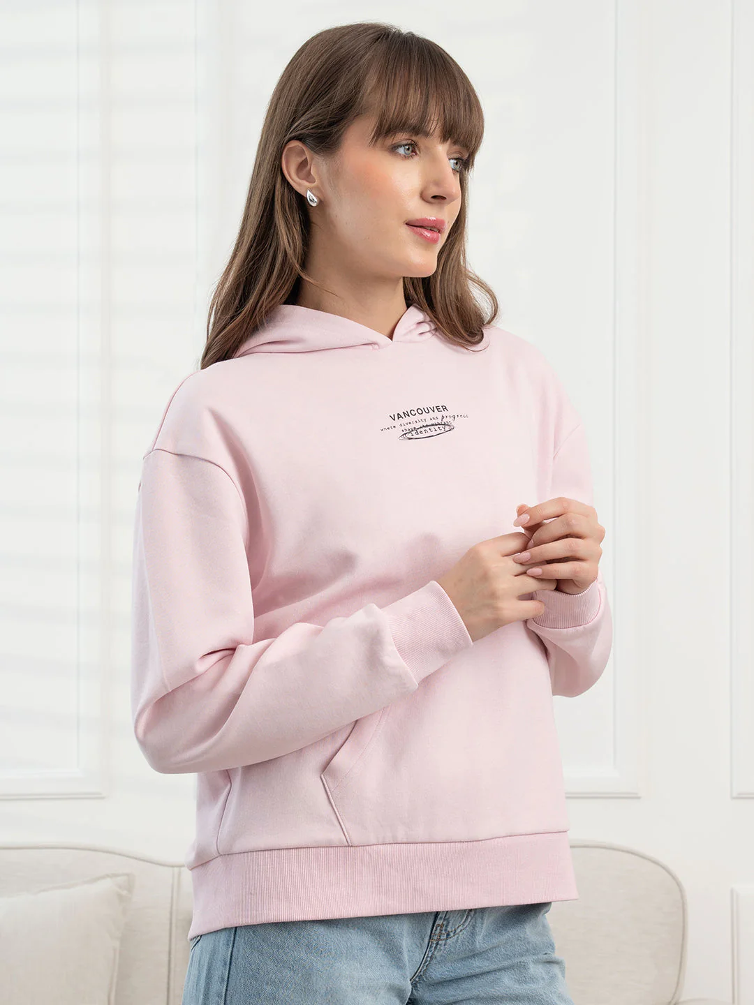 Pastel Pink Hoodie for Women - Image 3