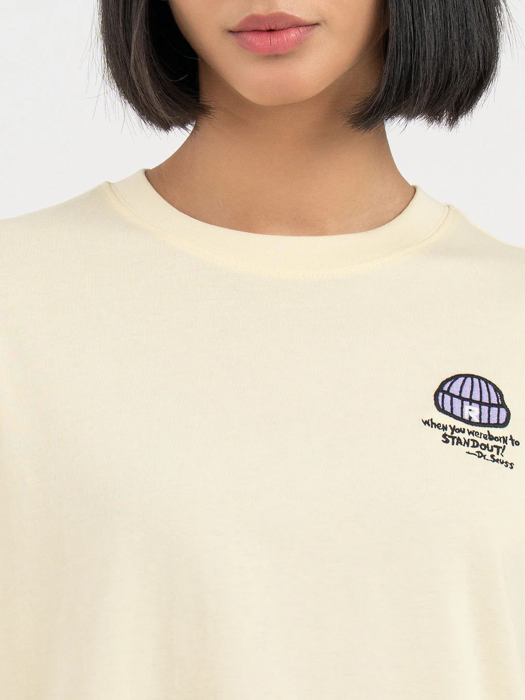 Pastel Yellow T-Shirt for Women - Image 4