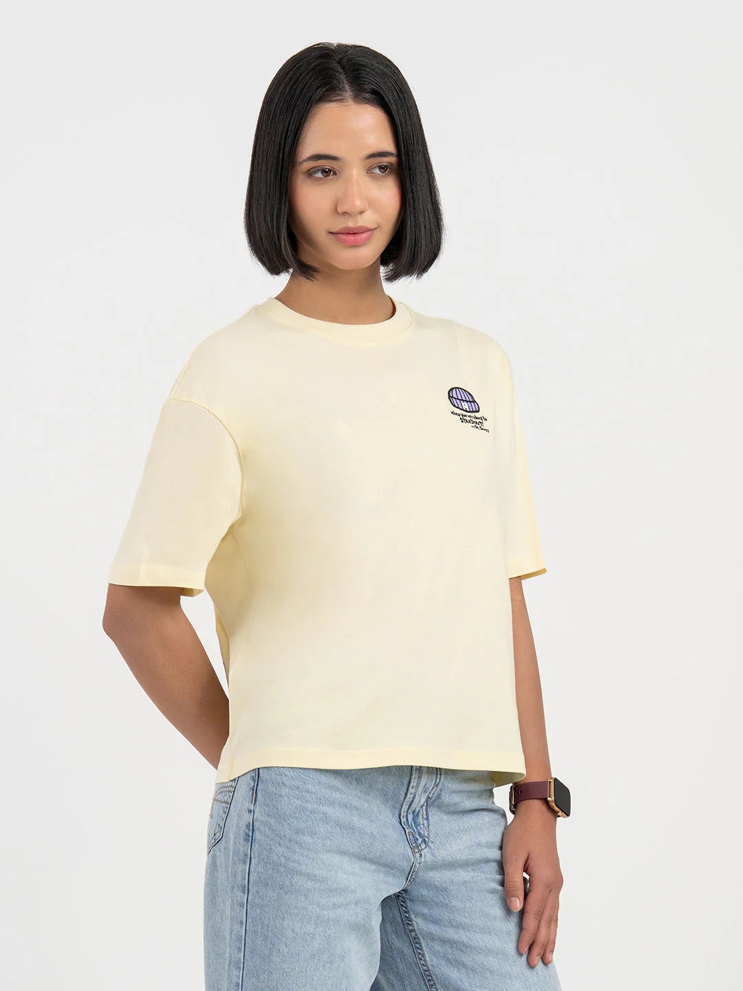 Pastel Yellow T-Shirt for Women - Image 6