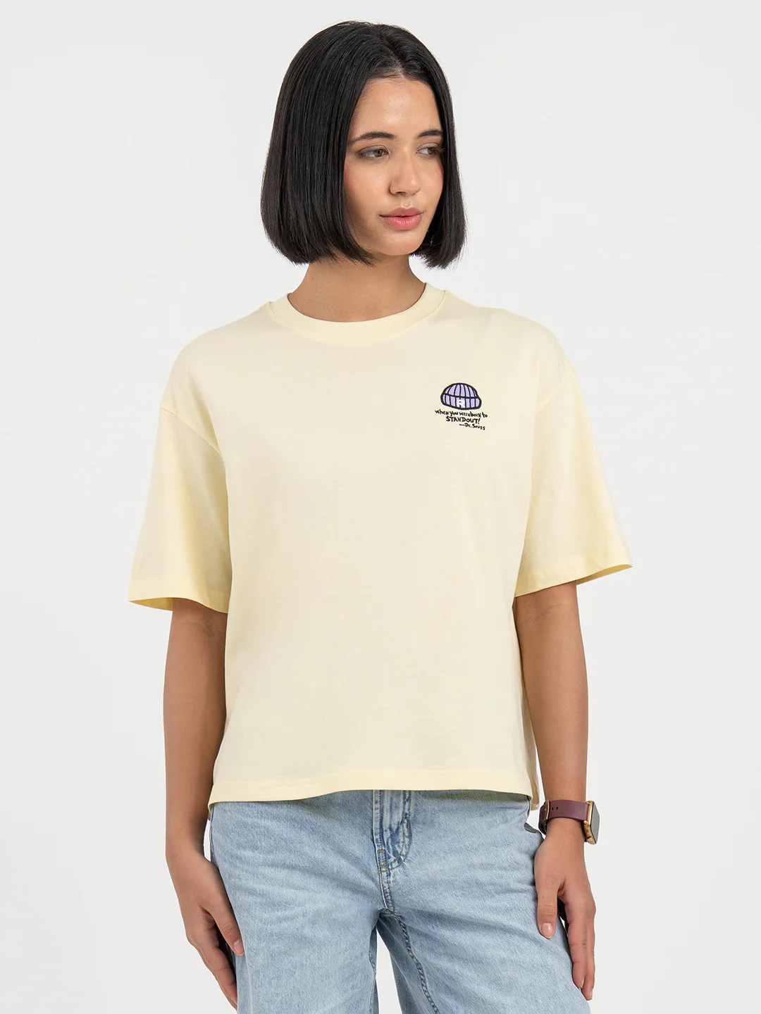 Pastel Yellow T-Shirt for Women - Image 7