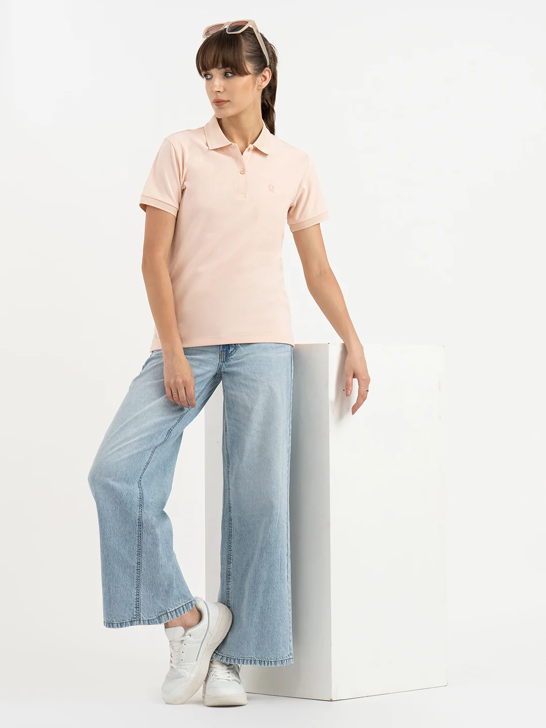 Peach Polo T-Shirt for Women - Image 5