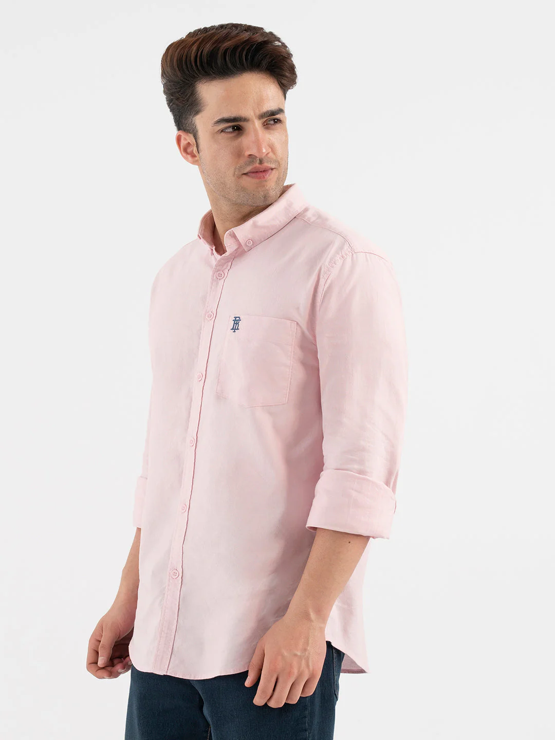 Red Tape Pink Solid Full Sleeve Shirt for Men - Image 2