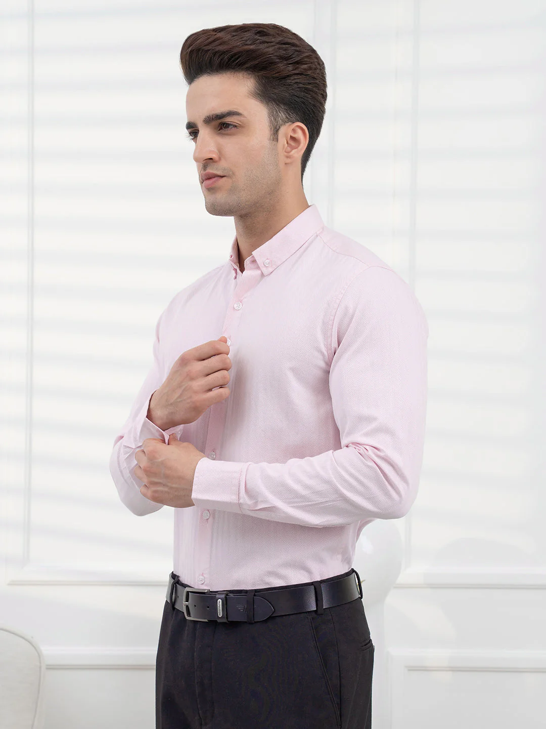 Pink Striped Shirt Men | Daily Formal Wear - Image 3