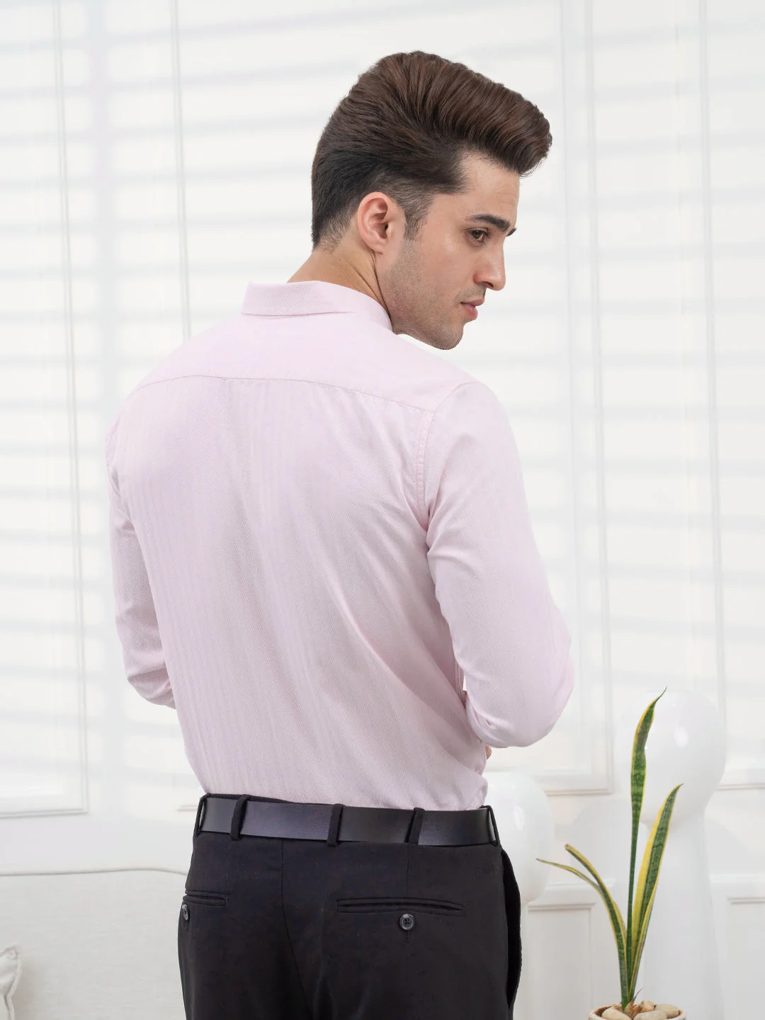 Pink Striped Shirt Men | Daily Formal Wear - Image 4