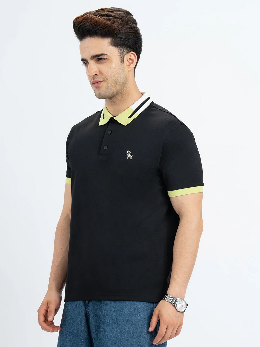 Polo T Shirts for Men in Black | Half Sleeve T Shirt - Image 2
