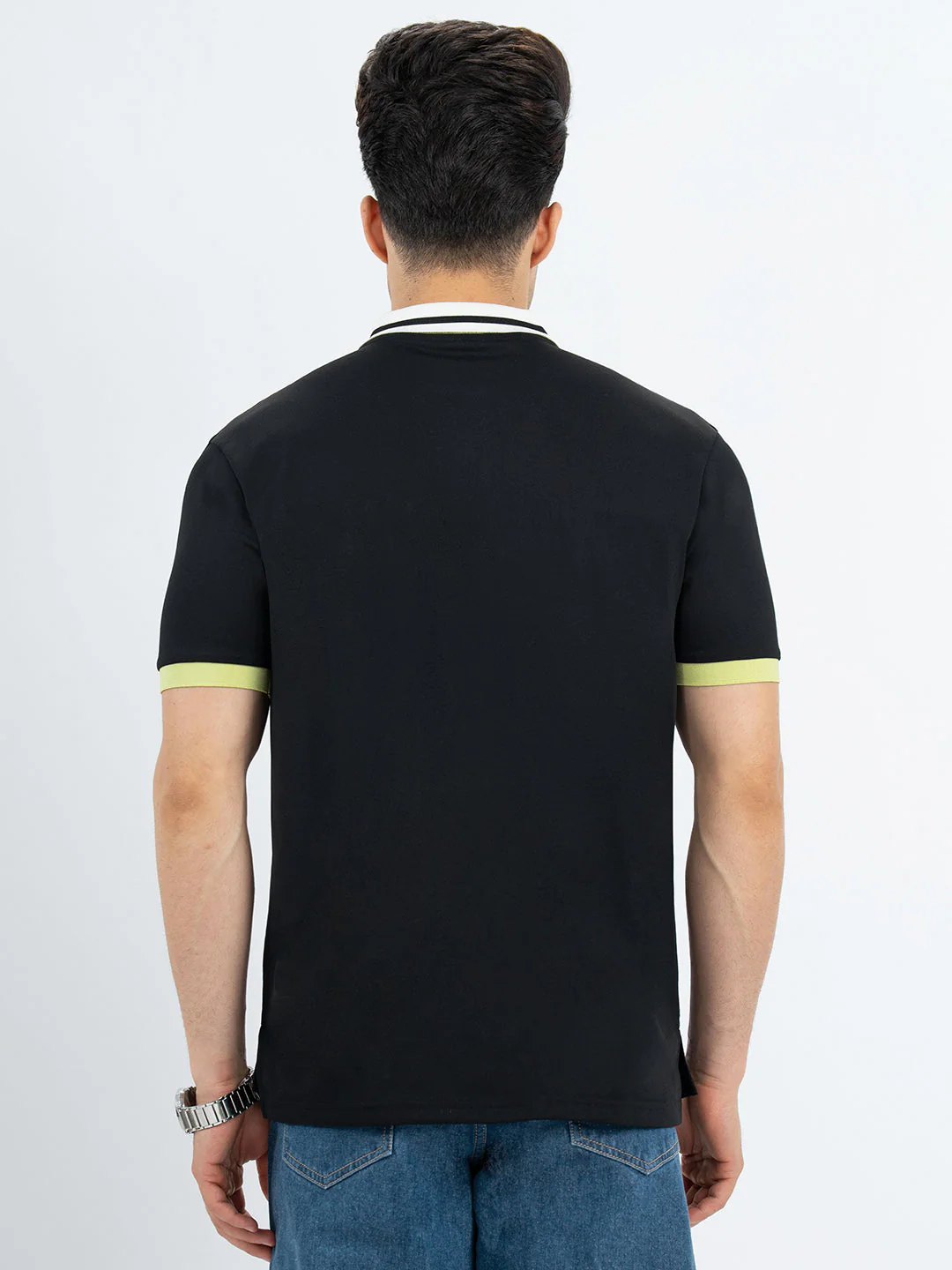 Polo T Shirts for Men in Black | Half Sleeve T Shirt - Image 3