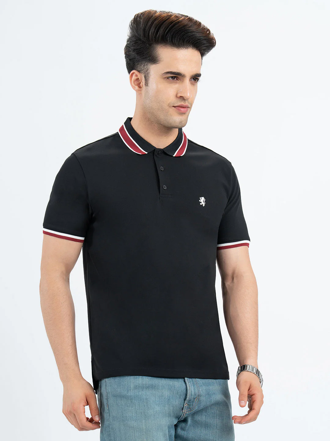 Polo T Shirts for Men in Black | Half Sleeve T Shirt - Image 3