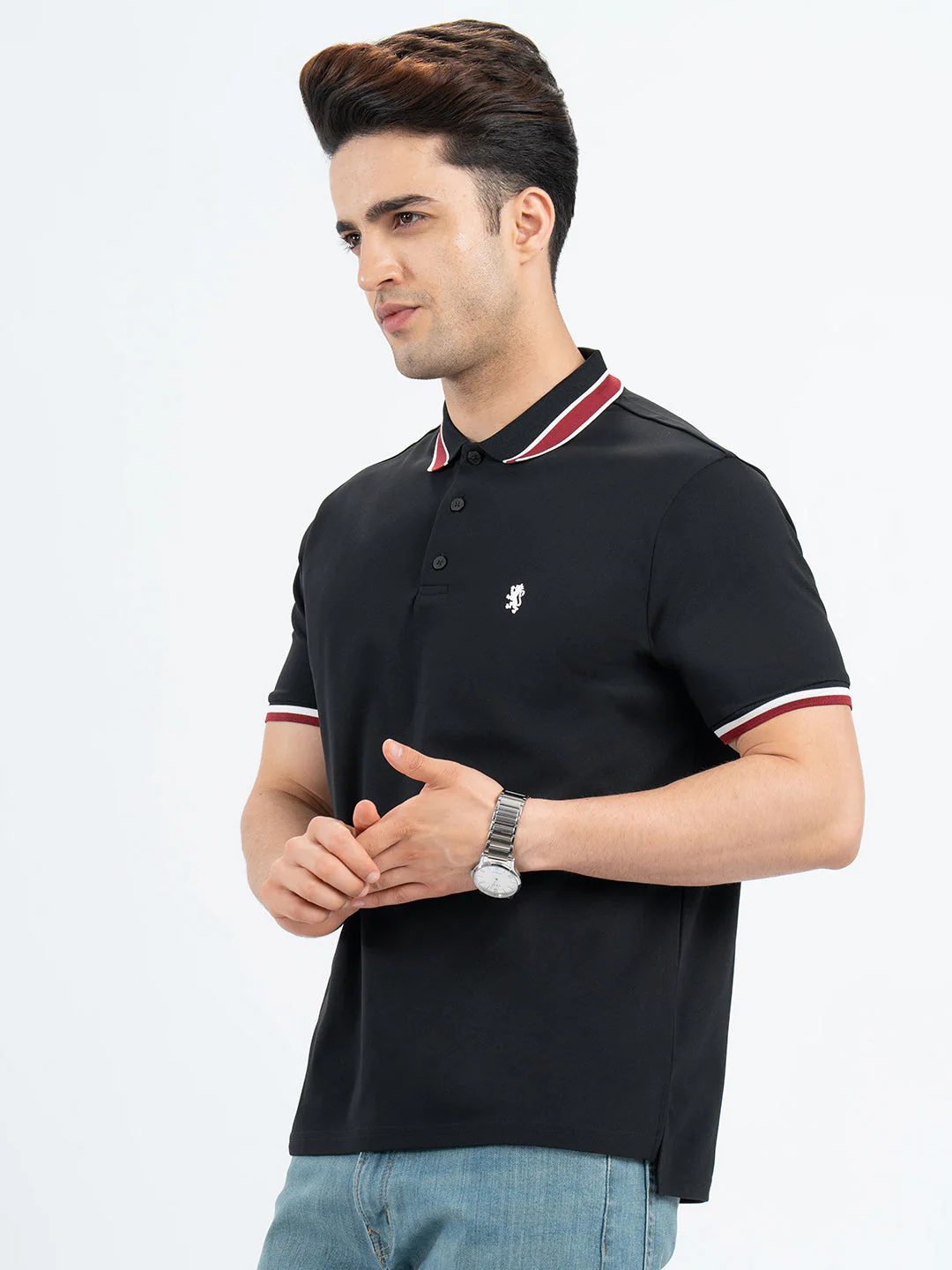 Polo T Shirts for Men in Black | Half Sleeve T Shirt - Image 4