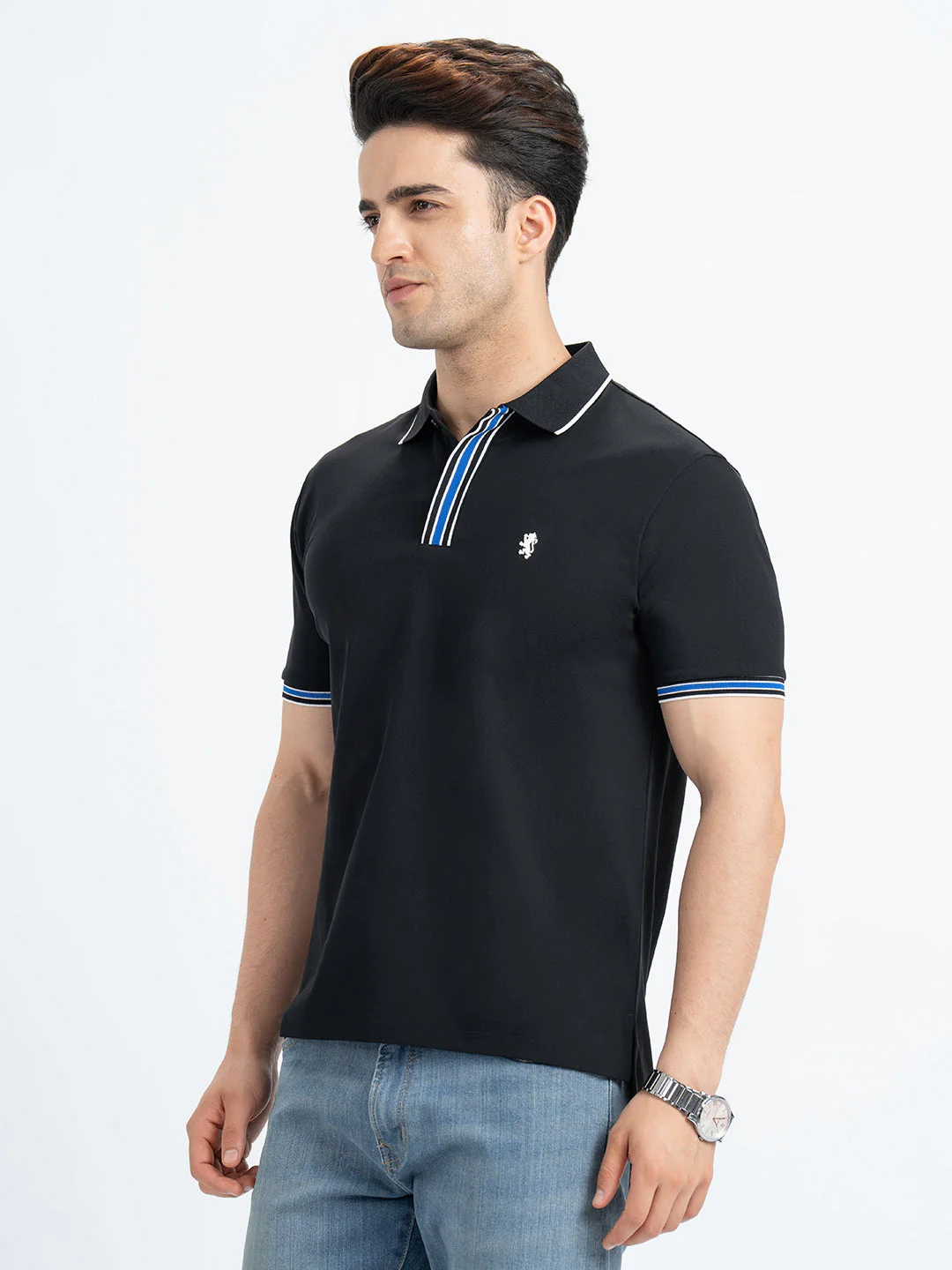 Polo T Shirts for Men in Black | Half Sleeve T Shirt - Image 2