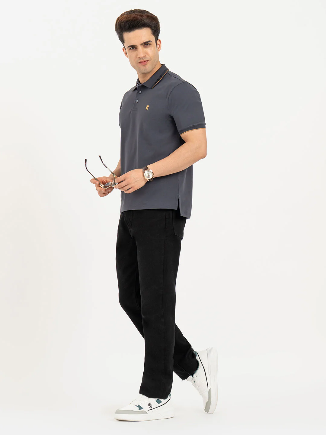 Polo T Shirts for Men in Dark Grey | Classic Polo T Shirts - Image 5