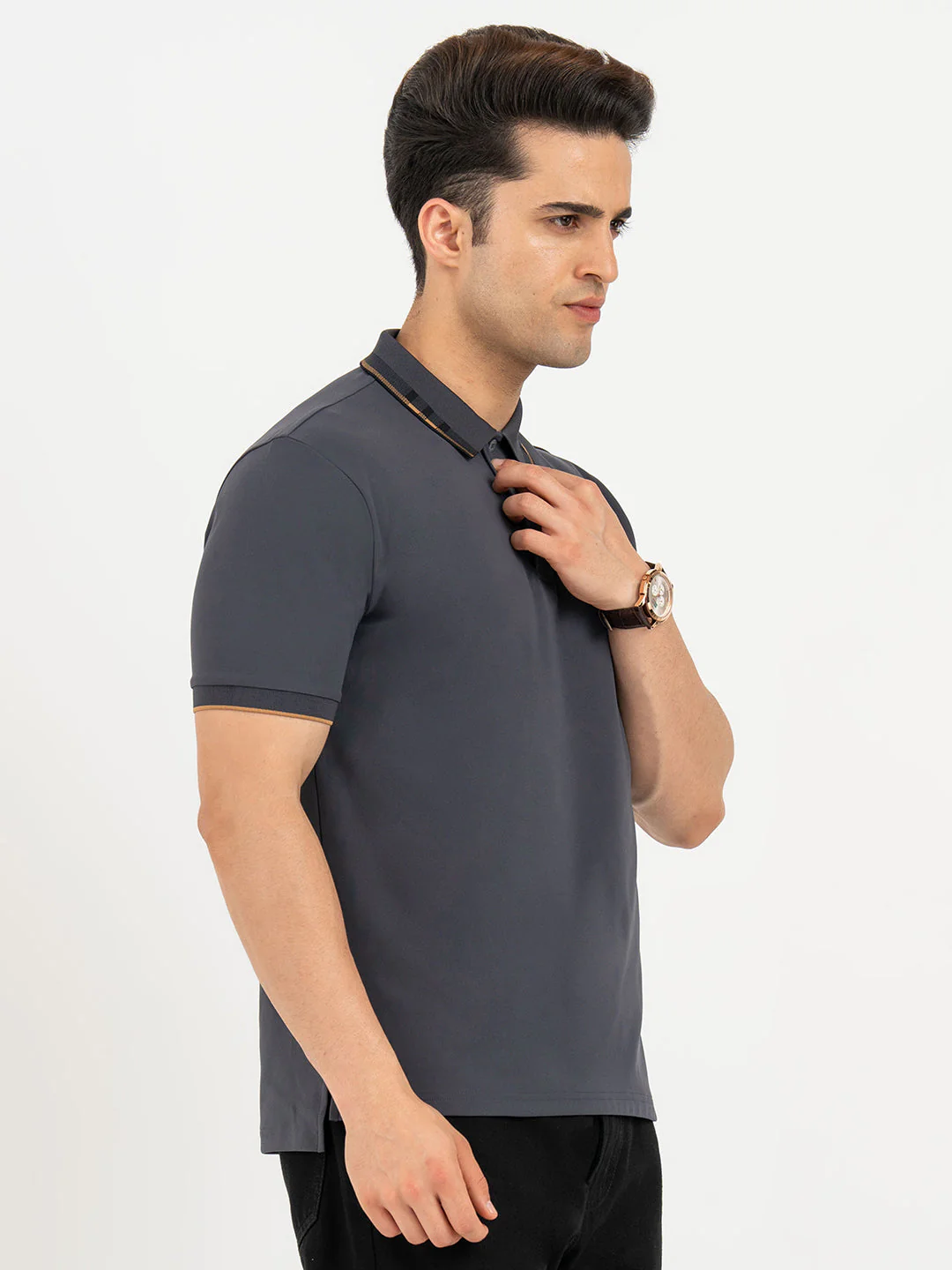 Polo T Shirts for Men in Dark Grey | Classic Polo T Shirts - Image 6