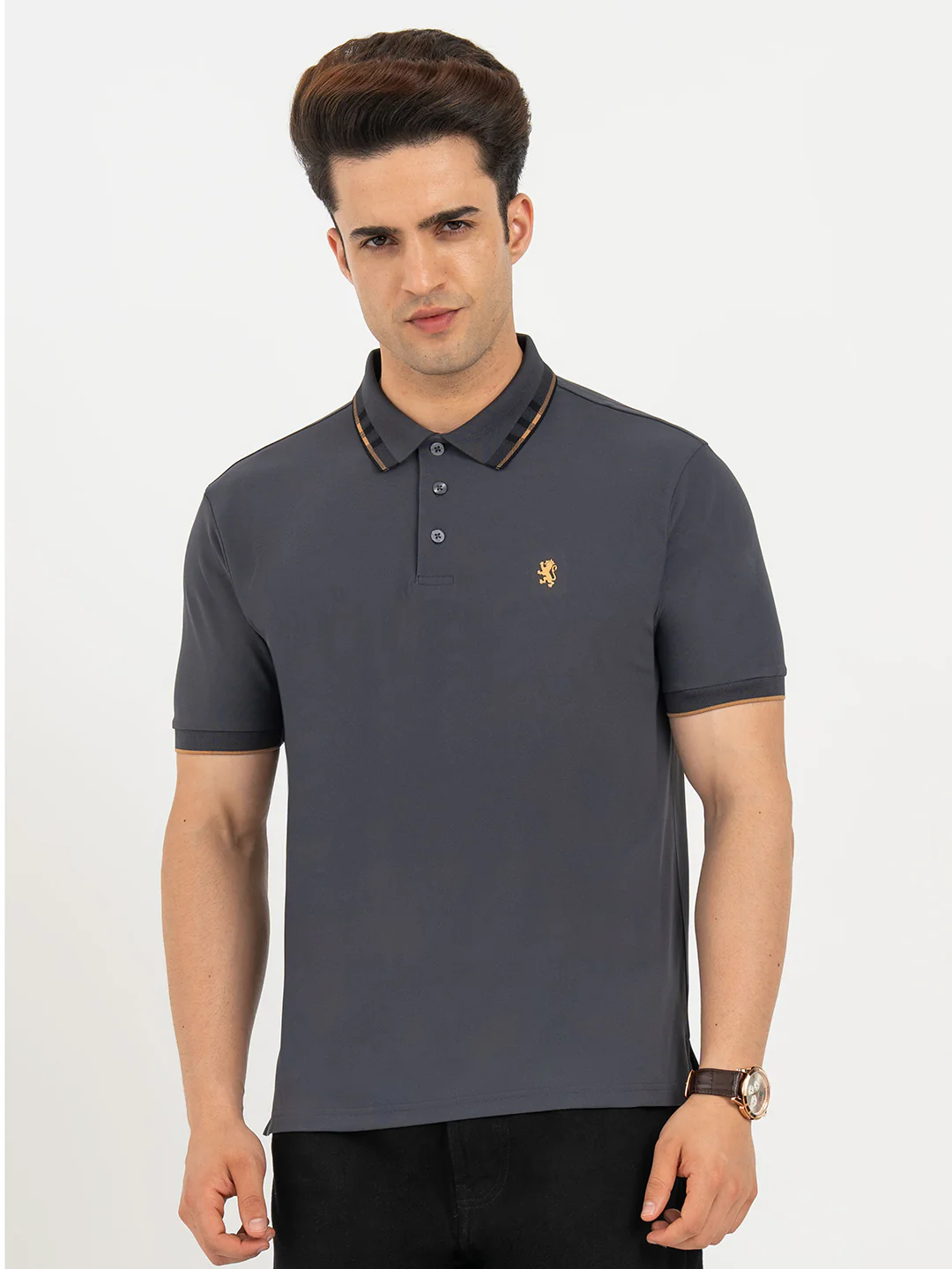 Polo T Shirts for Men in Dark Grey | Classic Polo T Shirts - Image 7