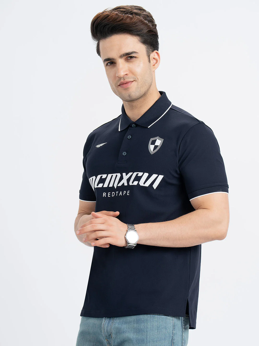 Polo T Shirts for Men in Dark Navy | Half Sleeve T Shirt - Image 2