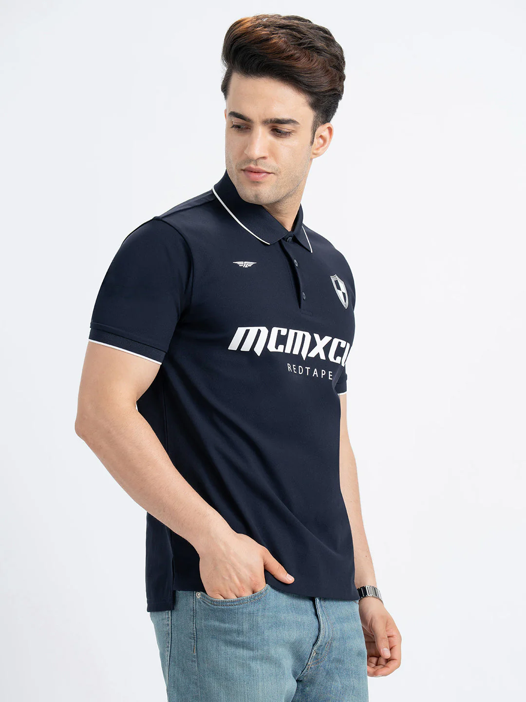 Polo T Shirts for Men in Dark Navy | Half Sleeve T Shirt - Image 6