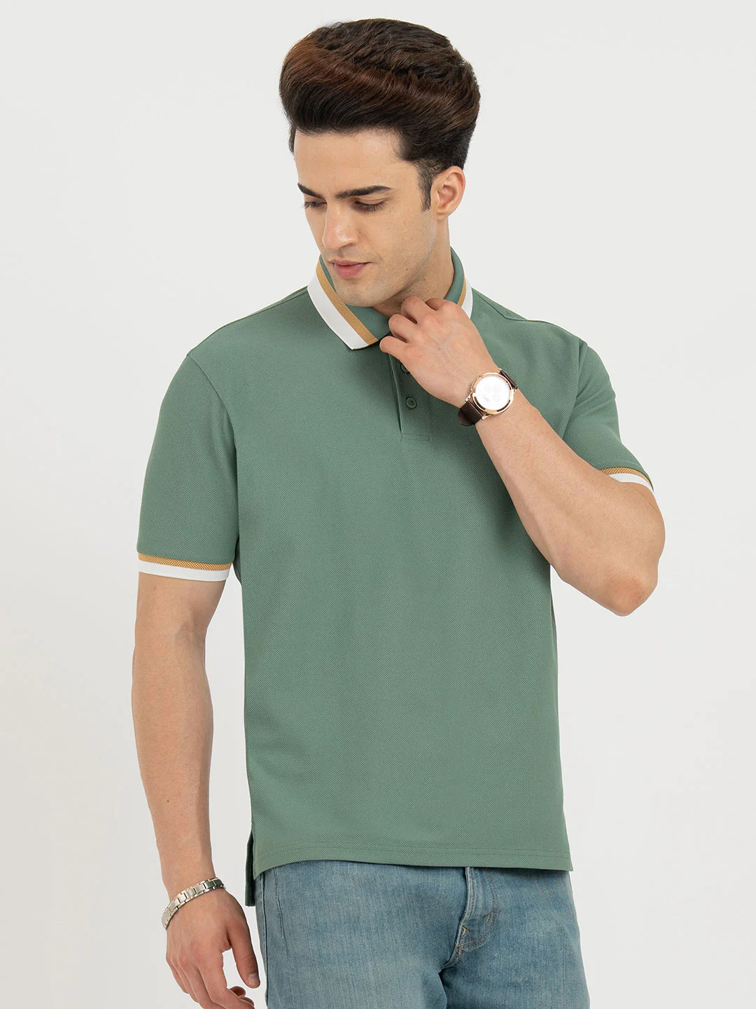 Polo T Shirts for Men in Green | Classic Polo T Shirts - Image 6