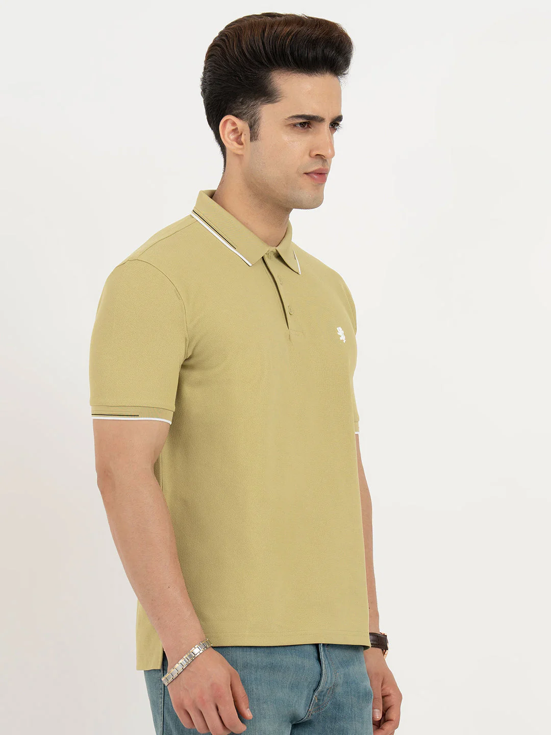 Polo T Shirts for Men in Olive Yellow | Classic Polo T Shirts - Image 2