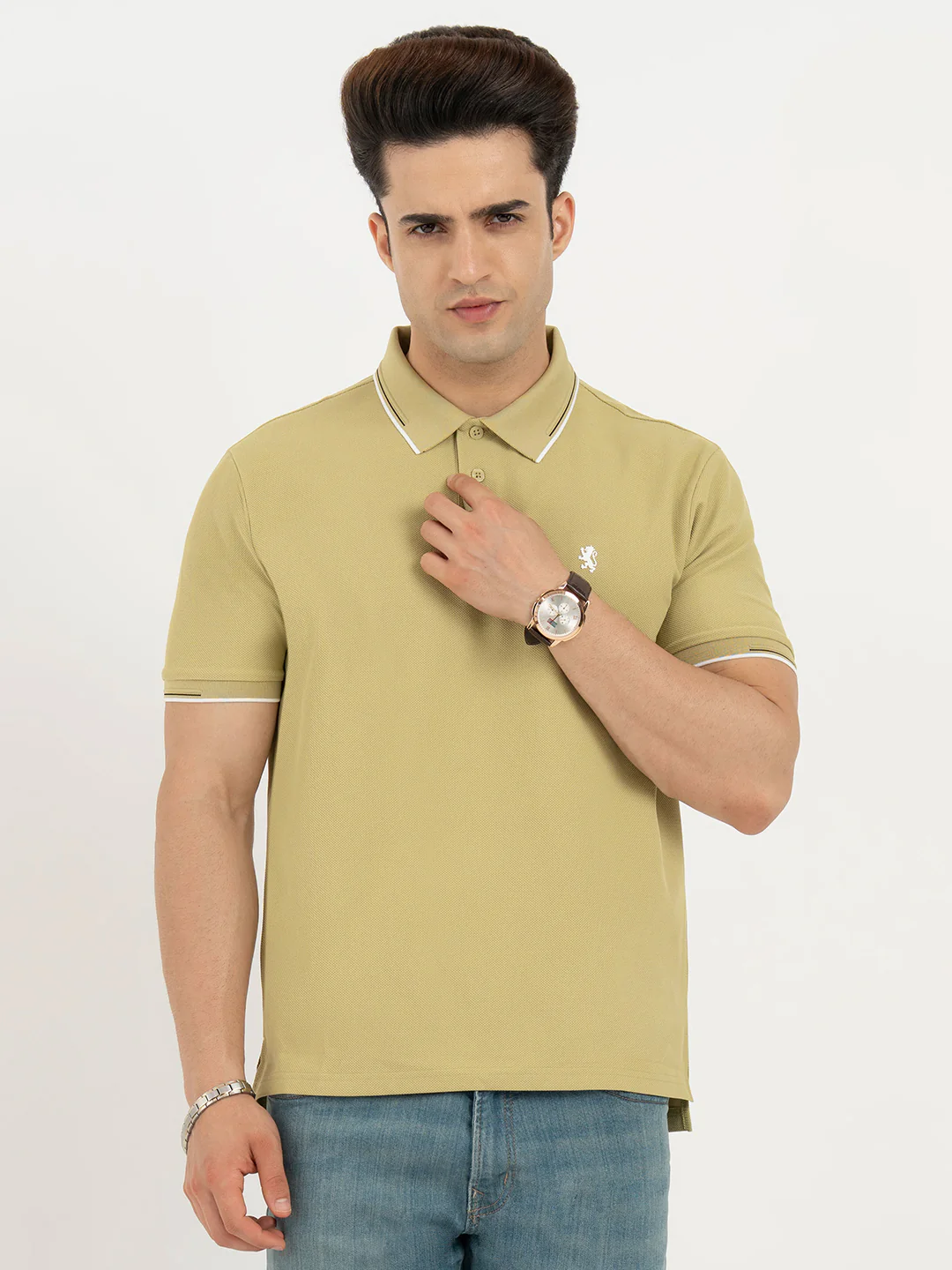 Polo T Shirts for Men in Olive Yellow | Classic Polo T Shirts - Image 7