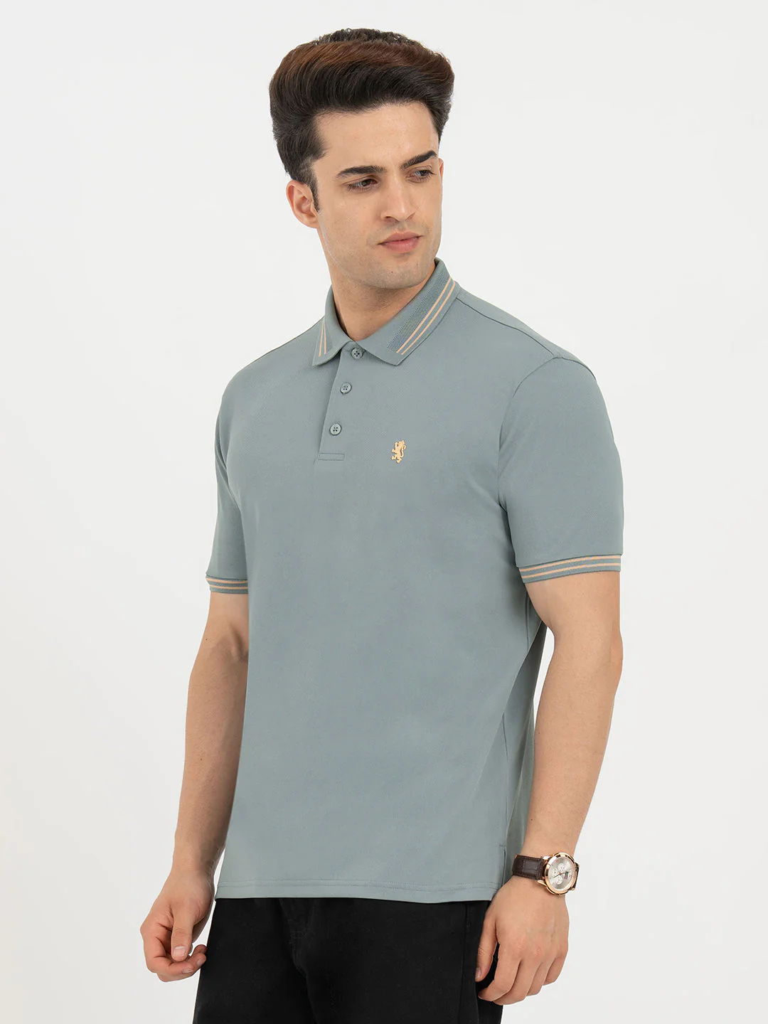 Polo T Shirts for Men in Stone Teal | Classic Polo T Shirts - Image 2