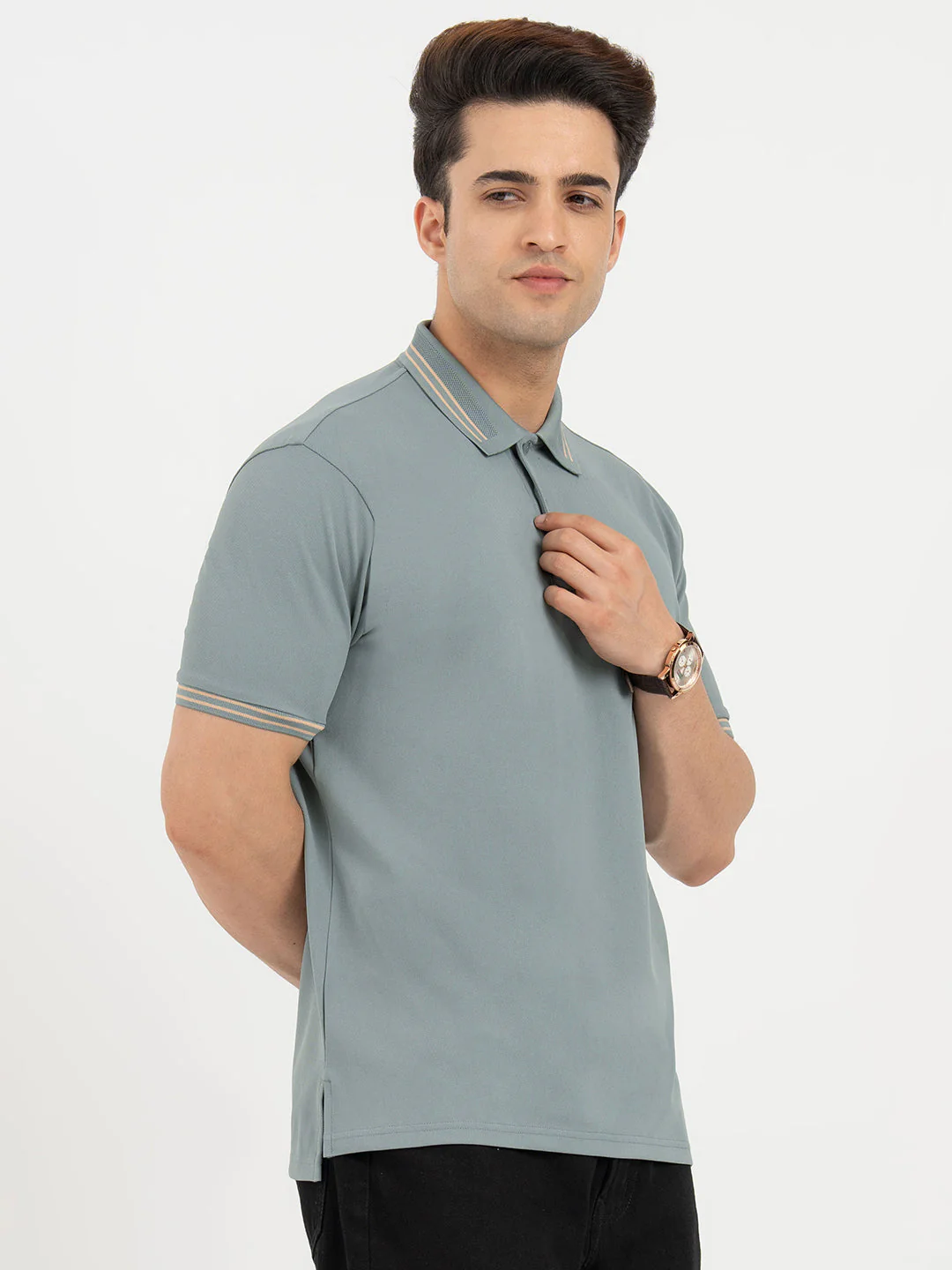 Polo T Shirts for Men in Stone Teal | Classic Polo T Shirts - Image 6