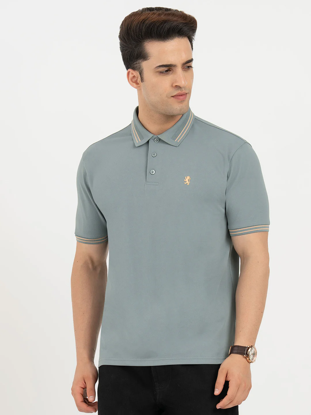 Polo T Shirts for Men in Stone Teal | Classic Polo T Shirts - Image 7