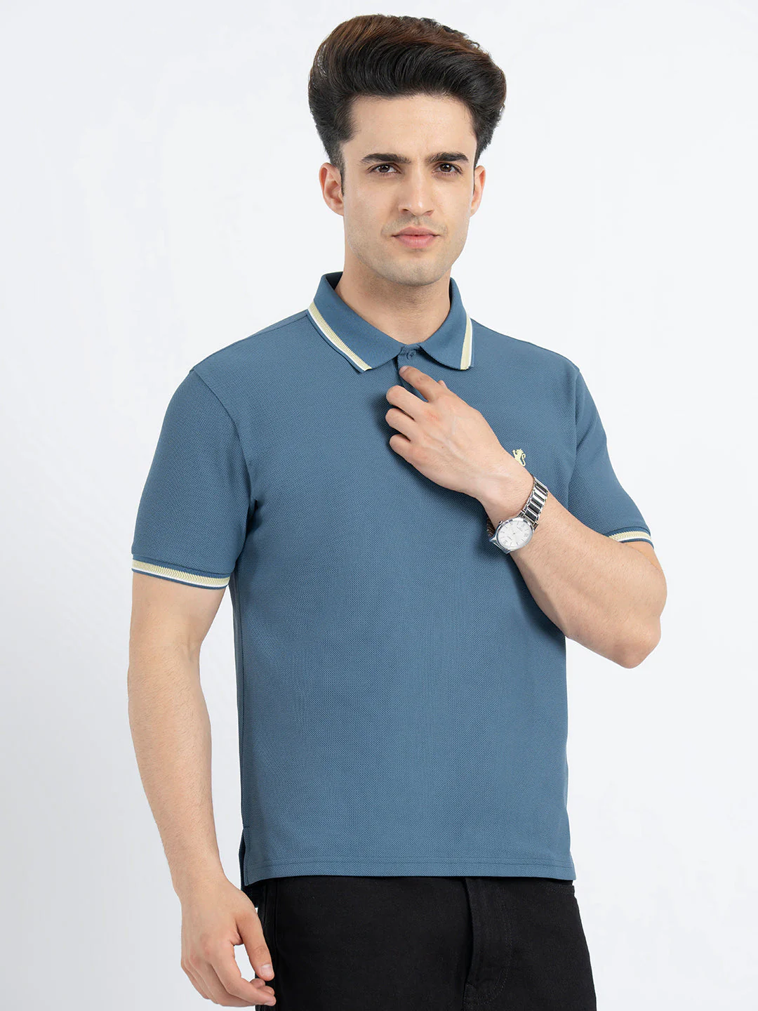 Polo T Shirts for Men in Teal | Half Sleeve T Shirt - Image 2
