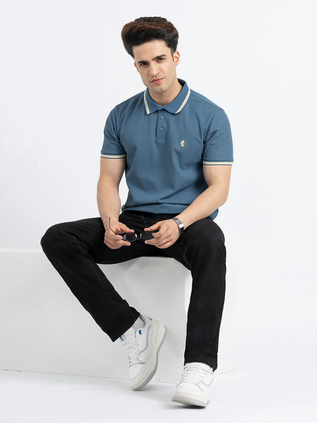 Polo T Shirts for Men in Teal | Half Sleeve T Shirt - Image 5