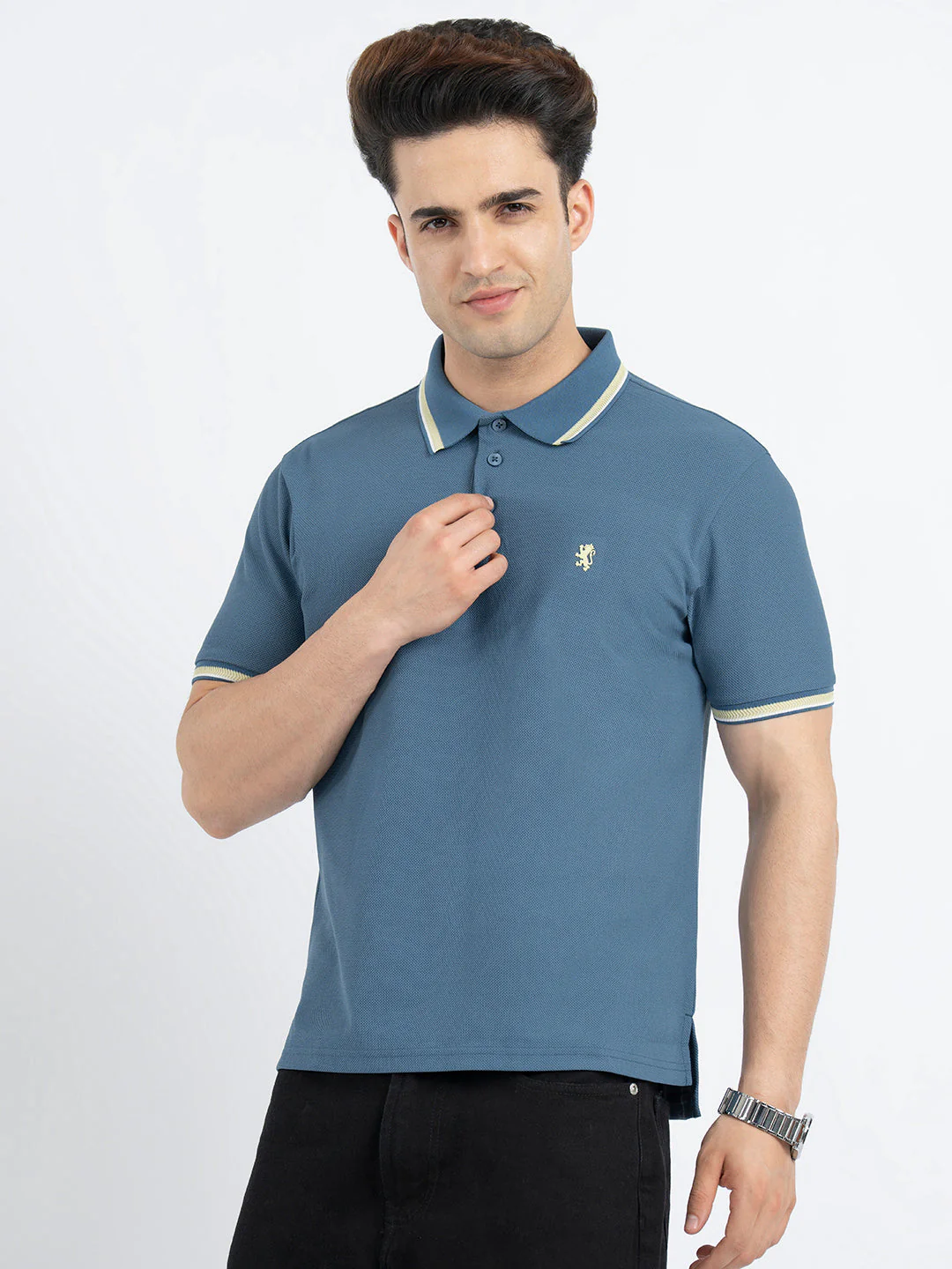 Polo T Shirts for Men in Teal | Half Sleeve T Shirt - Image 6
