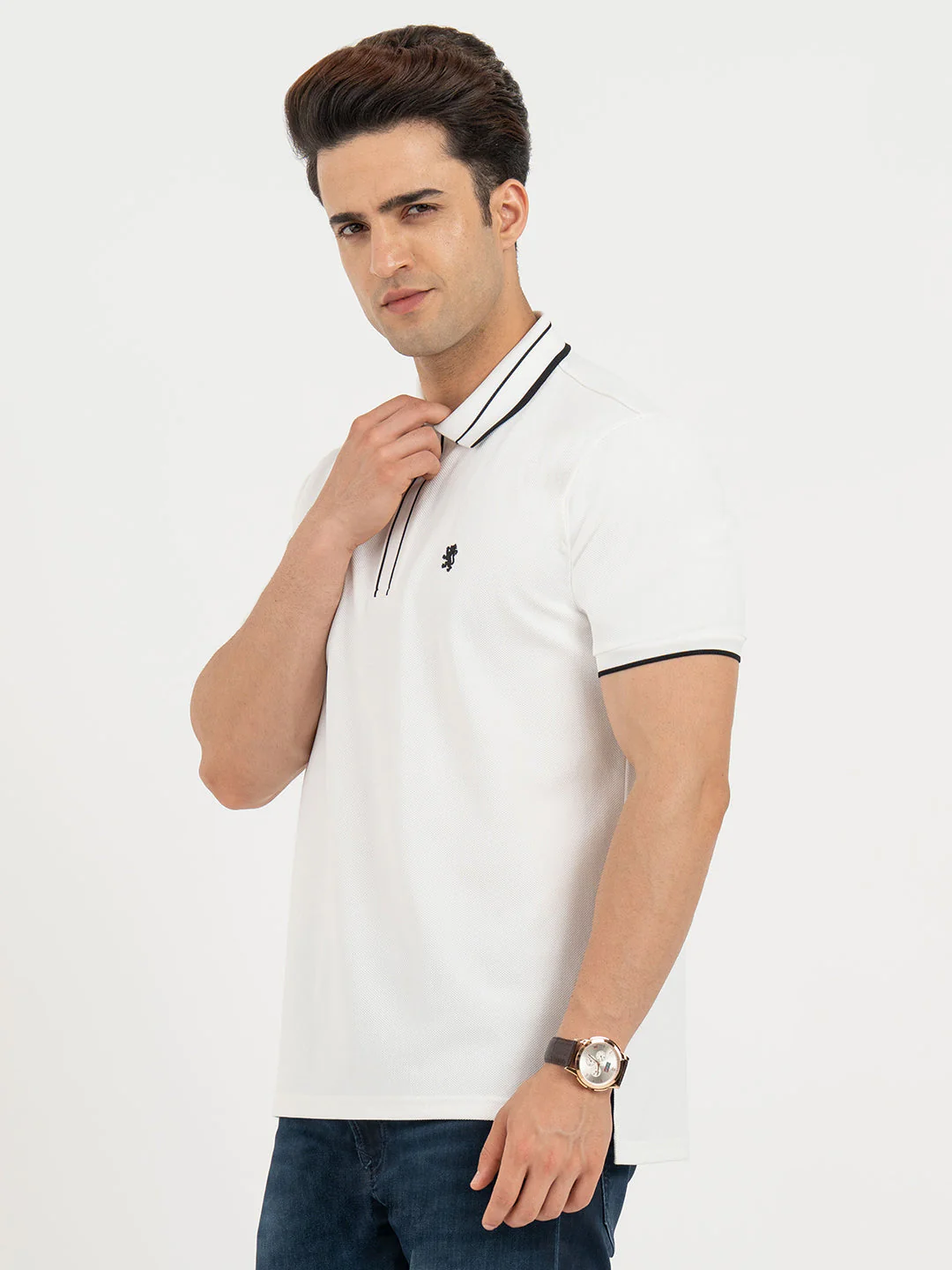 Polo T Shirts for Men in White | Classic Polo T Shirts - Image 2