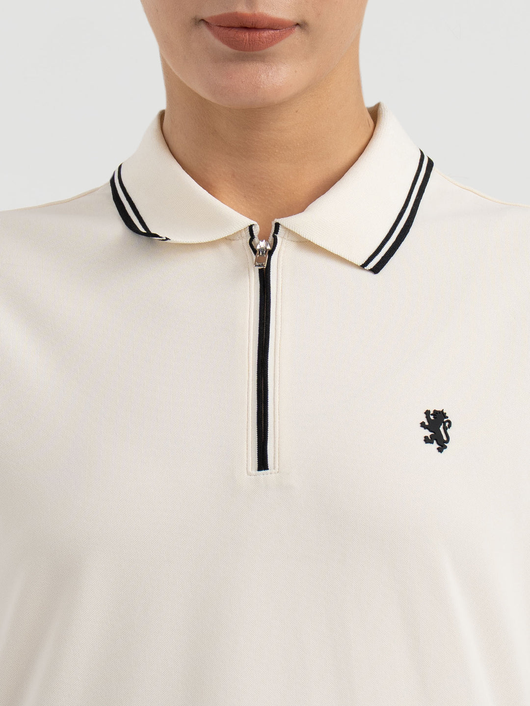 Polo T-Shirts for Women in Off White | Athleisure Polo T Shirt - Image 4