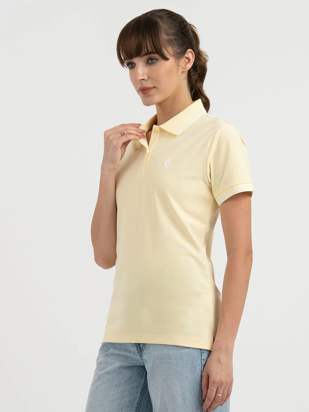 Polo T Shirts for Women in Pastel Yellow - Image 2