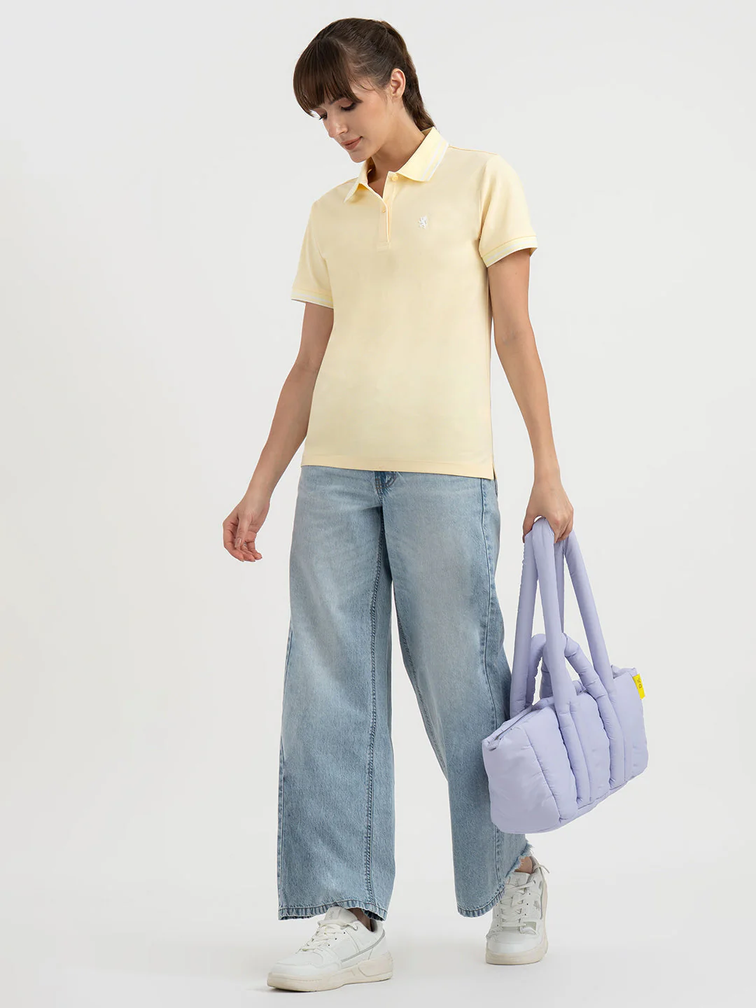 Polo T Shirts for Women in Pastel Yellow - Image 5
