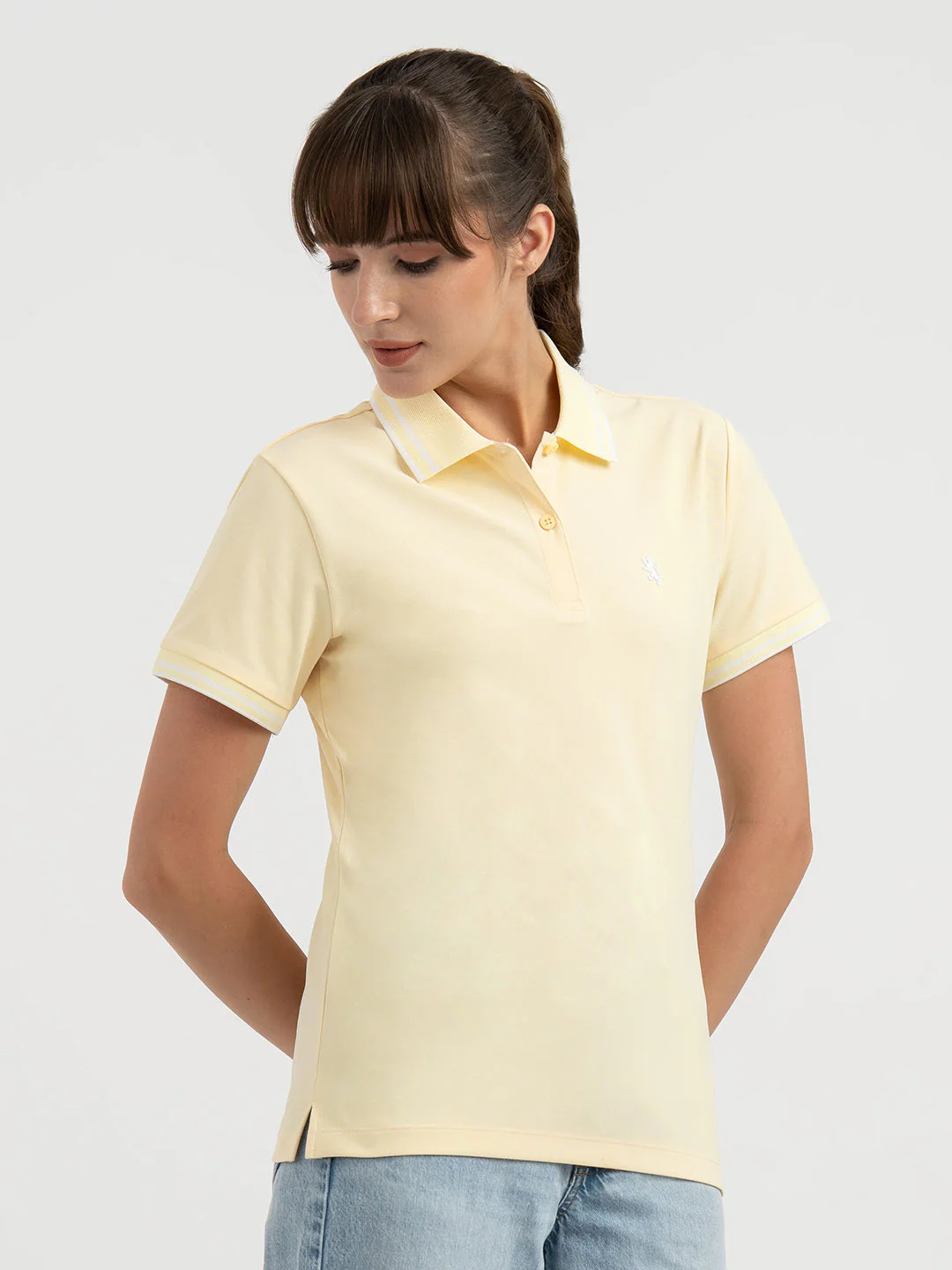 Polo T Shirts for Women in Pastel Yellow - Image 6