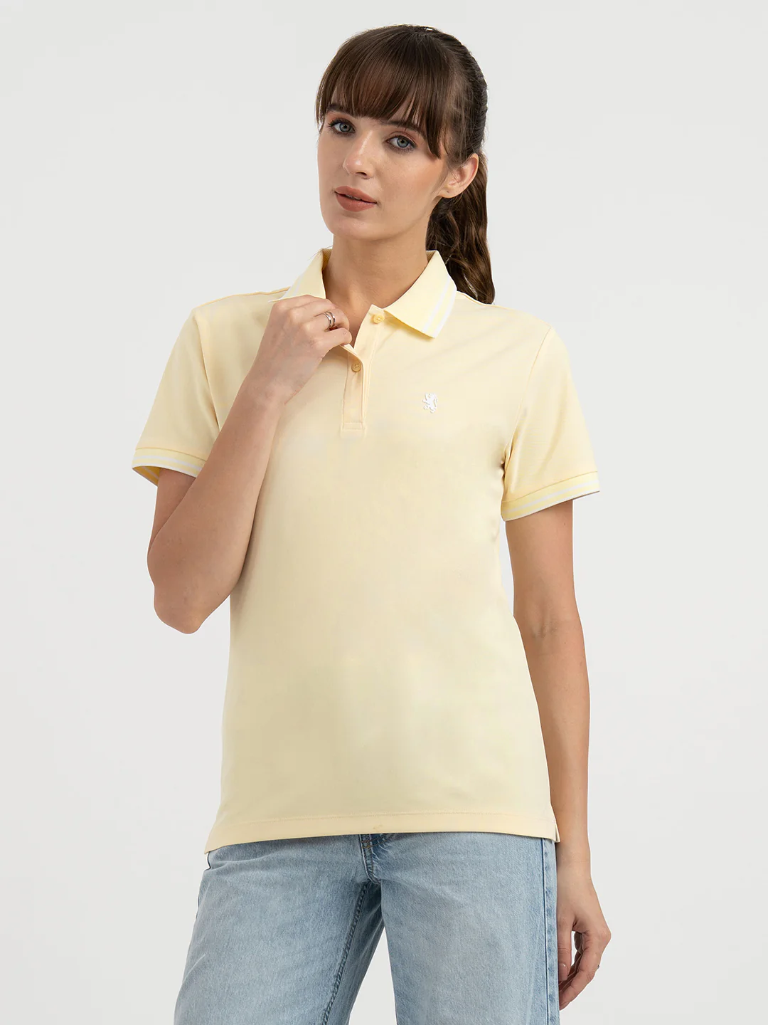 Polo T Shirts for Women in Pastel Yellow - Image 7