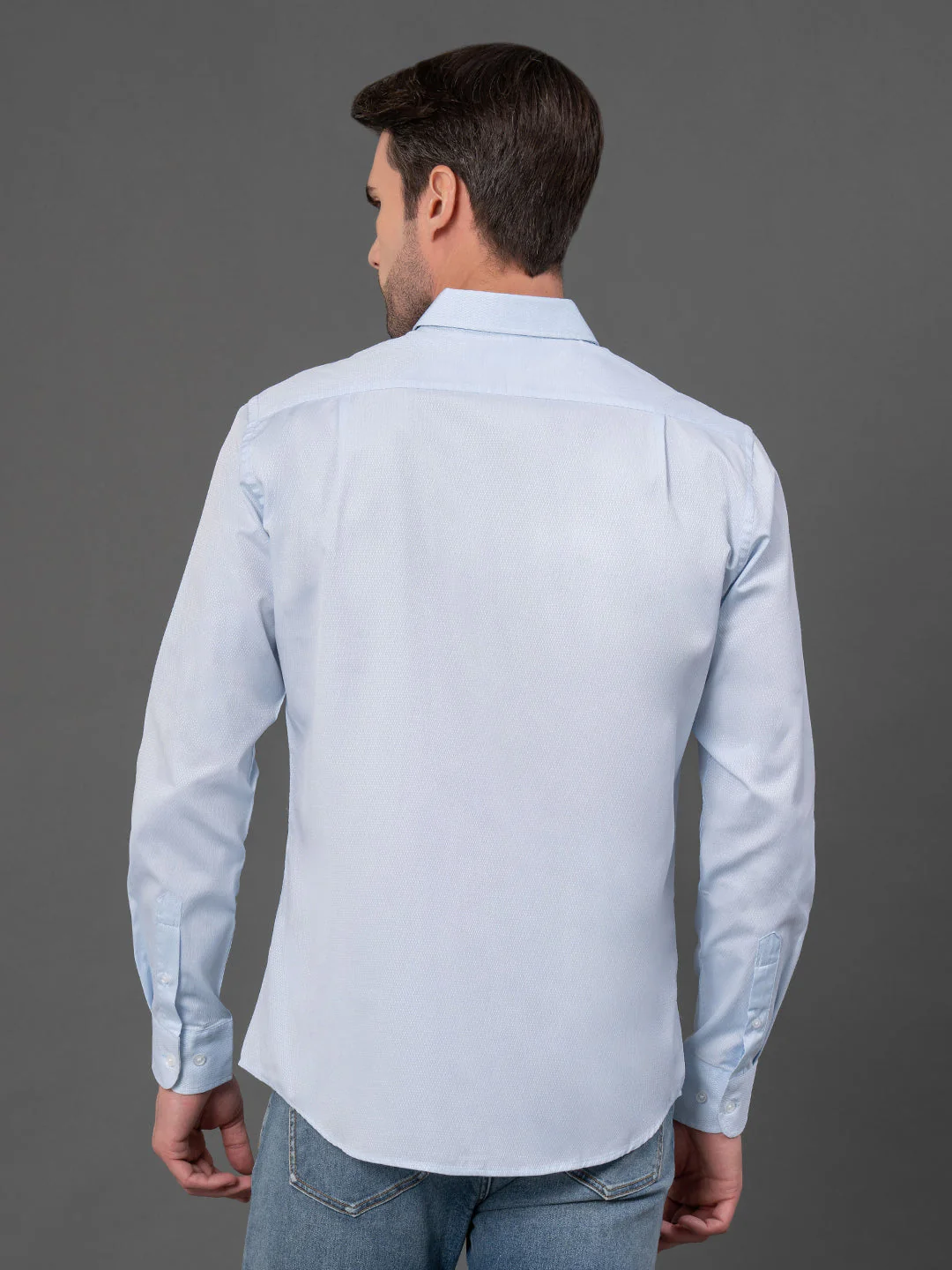Powder Blue Dobby Shirt for Men - Image 3