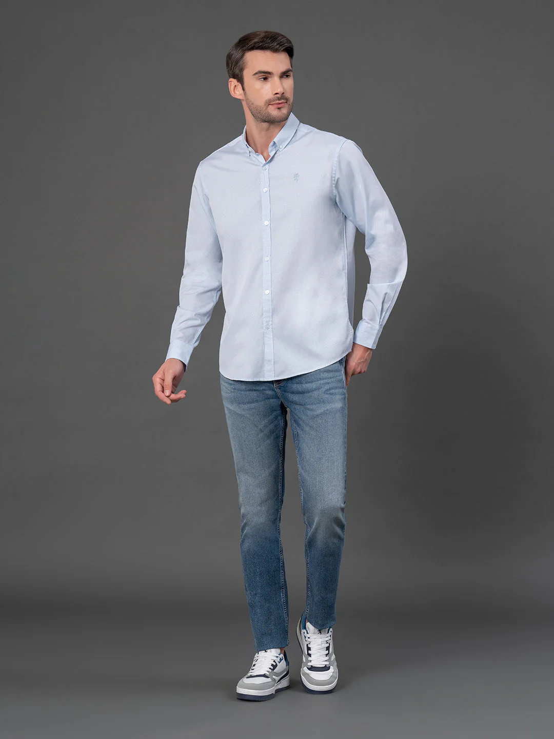 Powder Blue Dobby Shirt for Men - Image 5