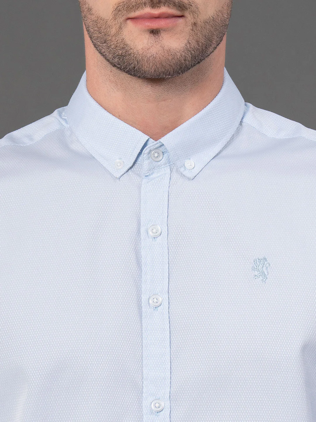 Powder Blue Dobby Shirt for Men - Image 4