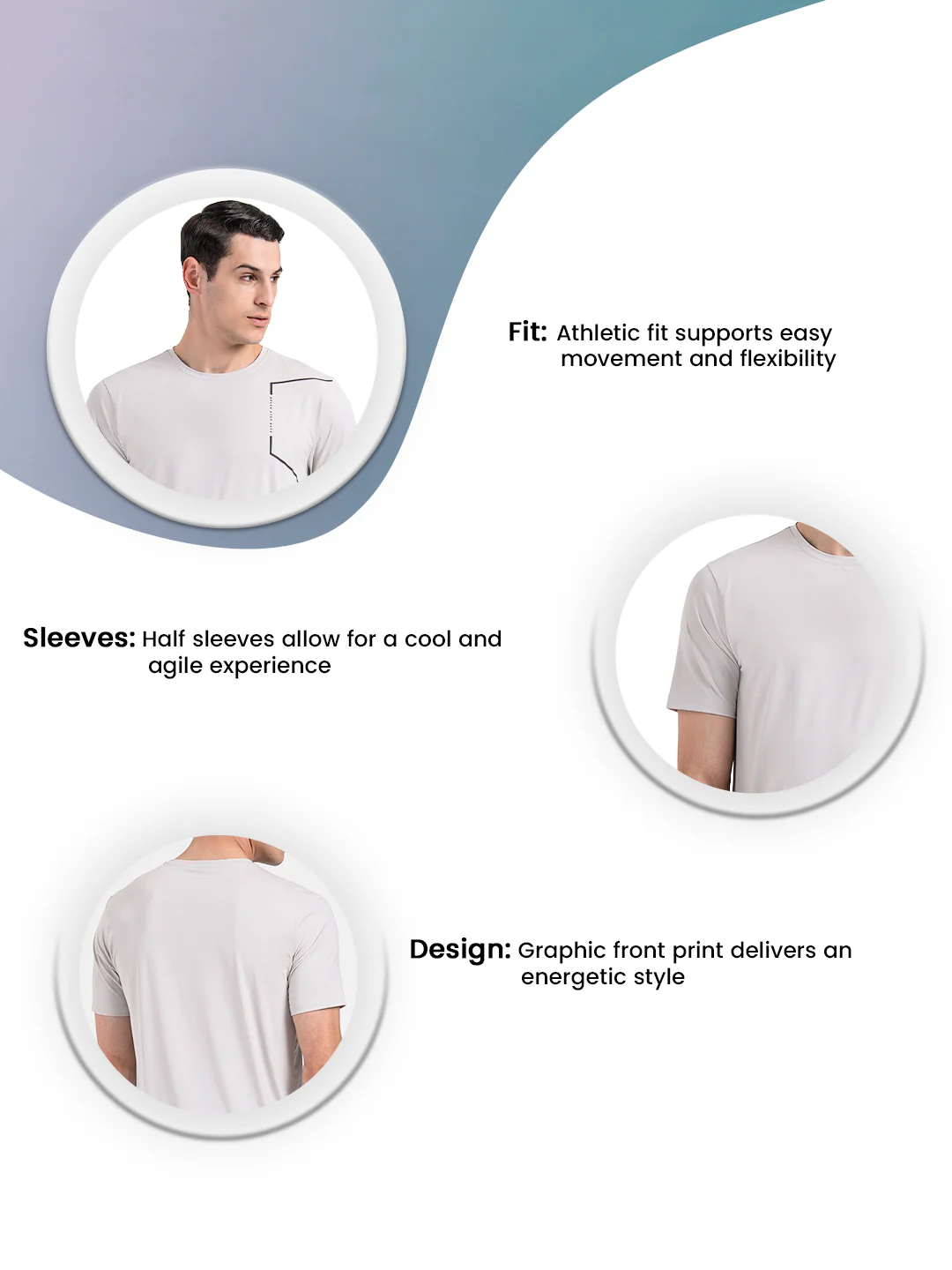 Printed Activewear Round Neck T-Shirt for Men - Image 3