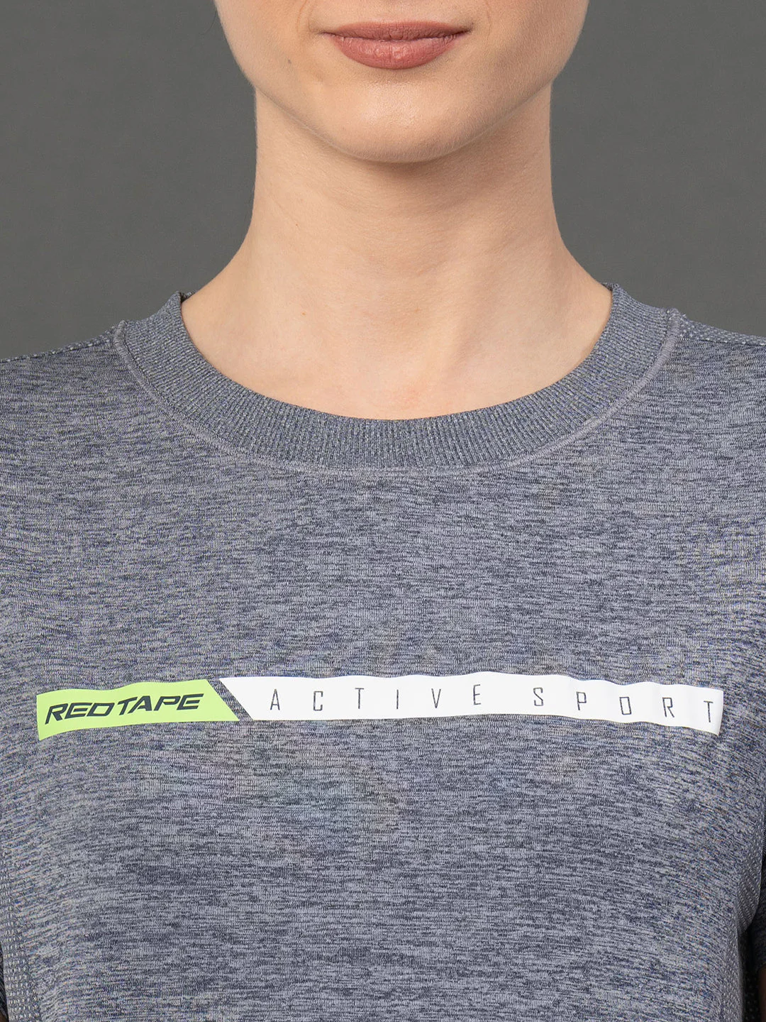 Round Neck Melange Activewear T-Shirt - Image 4