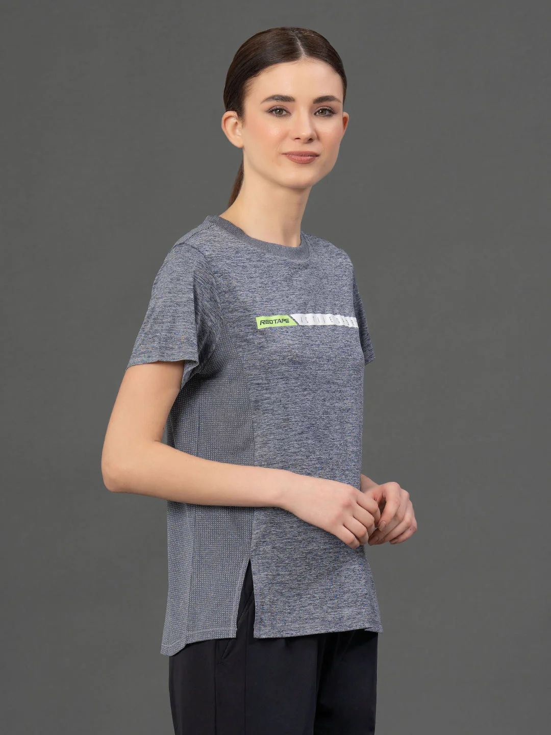 Round Neck Melange Activewear T-Shirt - Image 6