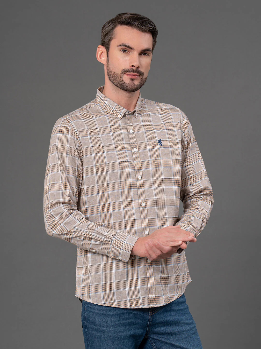 Sand Checked Shirt for Men - Image 2