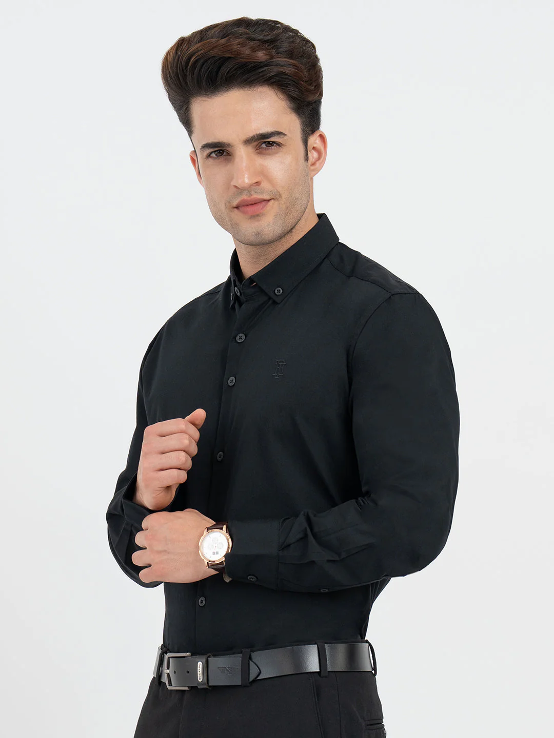 Shirts for Men in Black | Solid Full Sleeve Shirt - Image 2