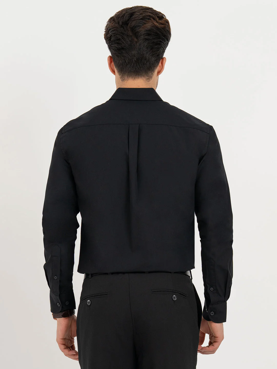 Shirts for Men in Black | Solid Full Sleeve Shirt - Image 3