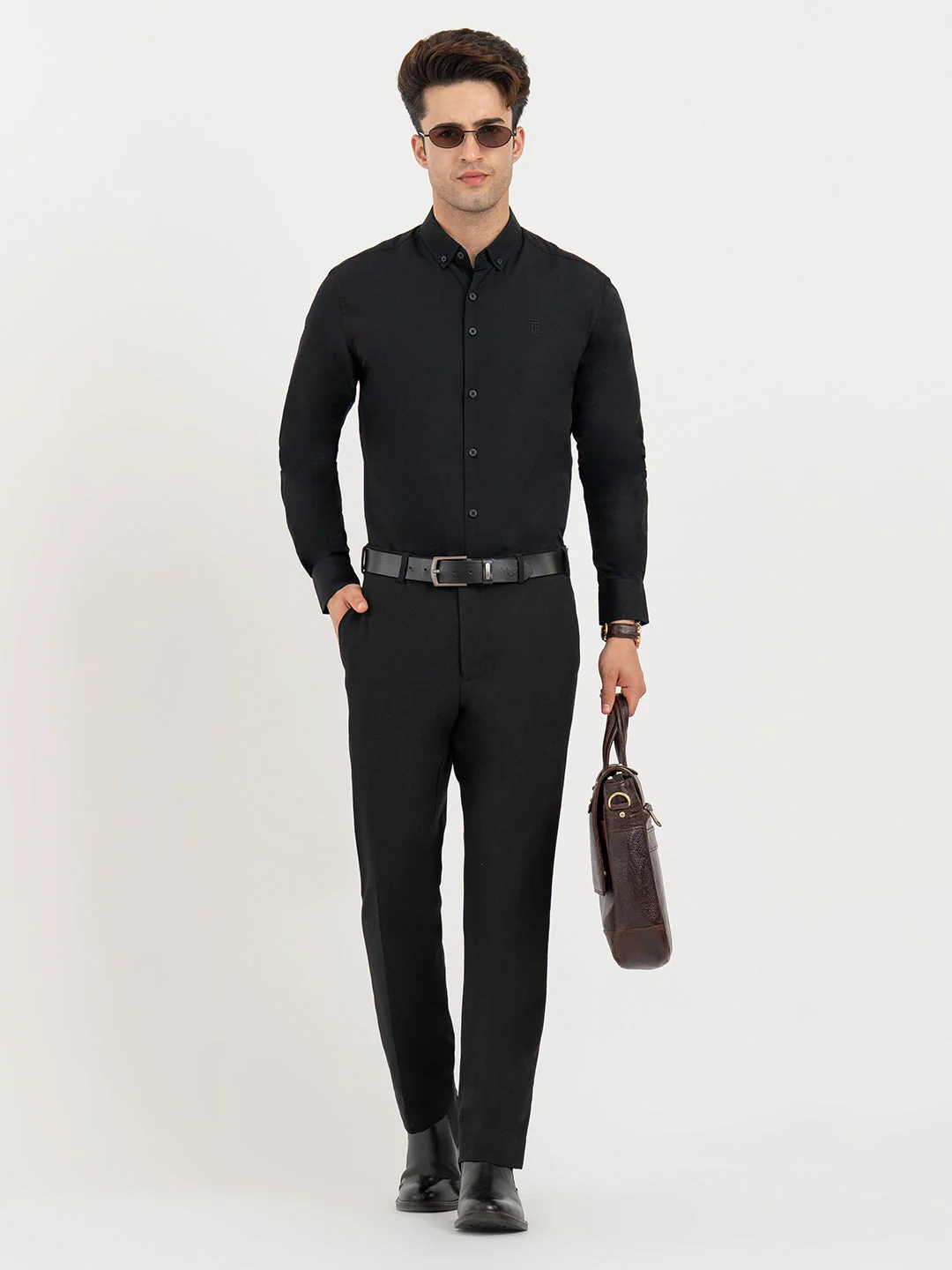 Shirts for Men in Black | Solid Full Sleeve Shirt - Image 5