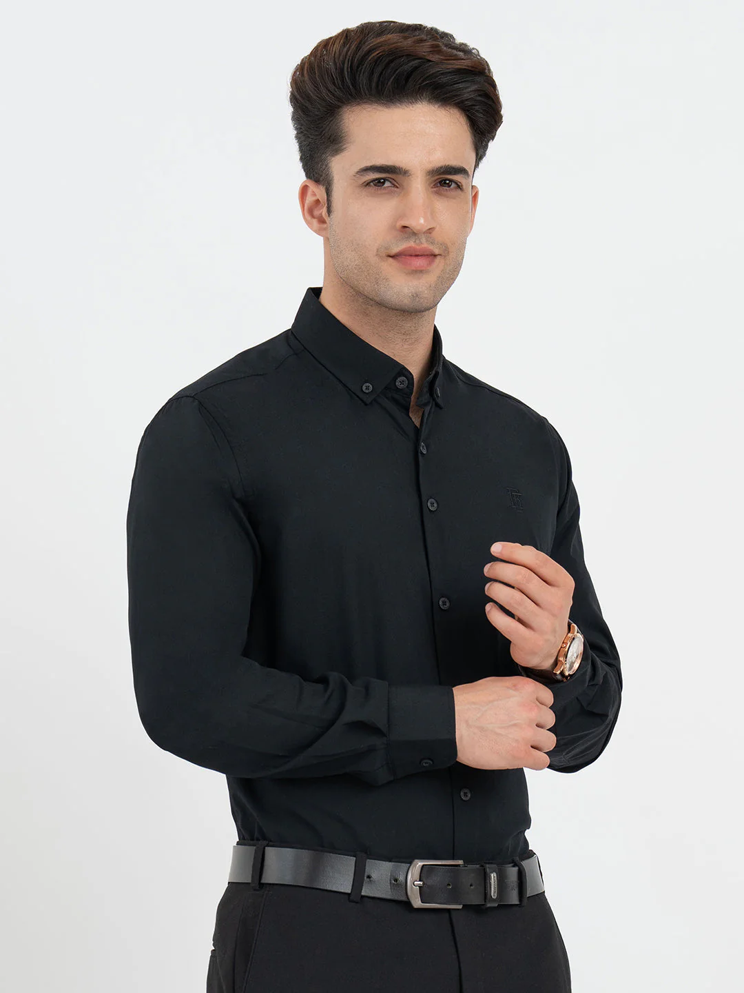 Shirts for Men in Black | Solid Full Sleeve Shirt - Image 6