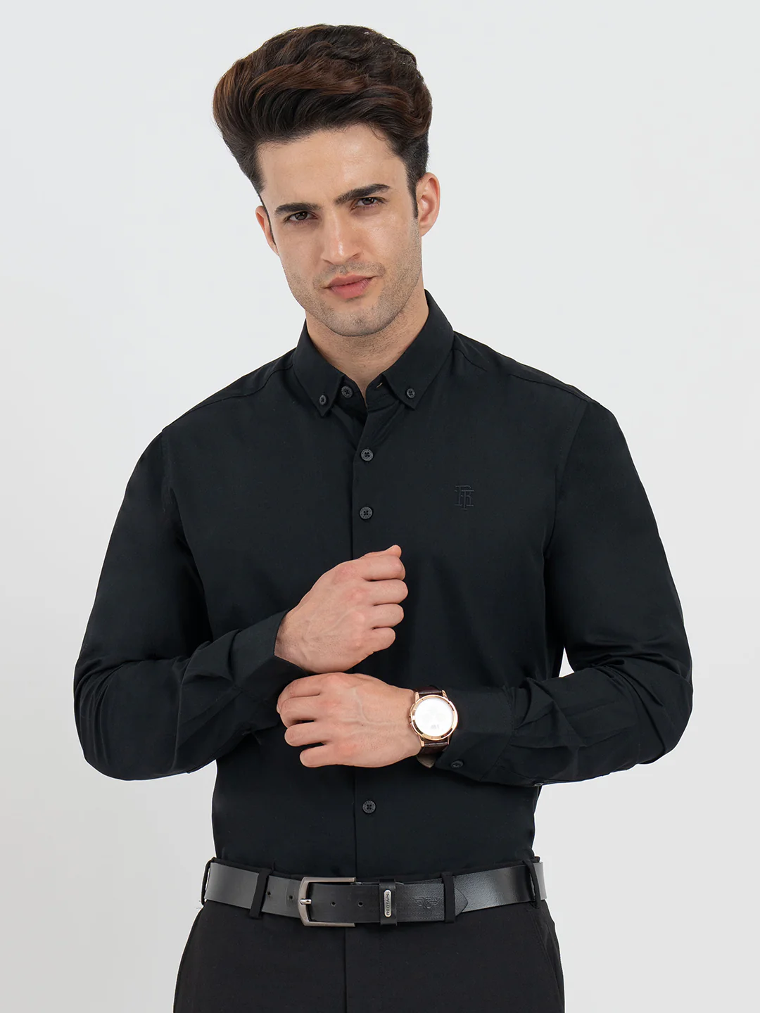 Shirts for Men in Black | Solid Full Sleeve Shirt - Image 7