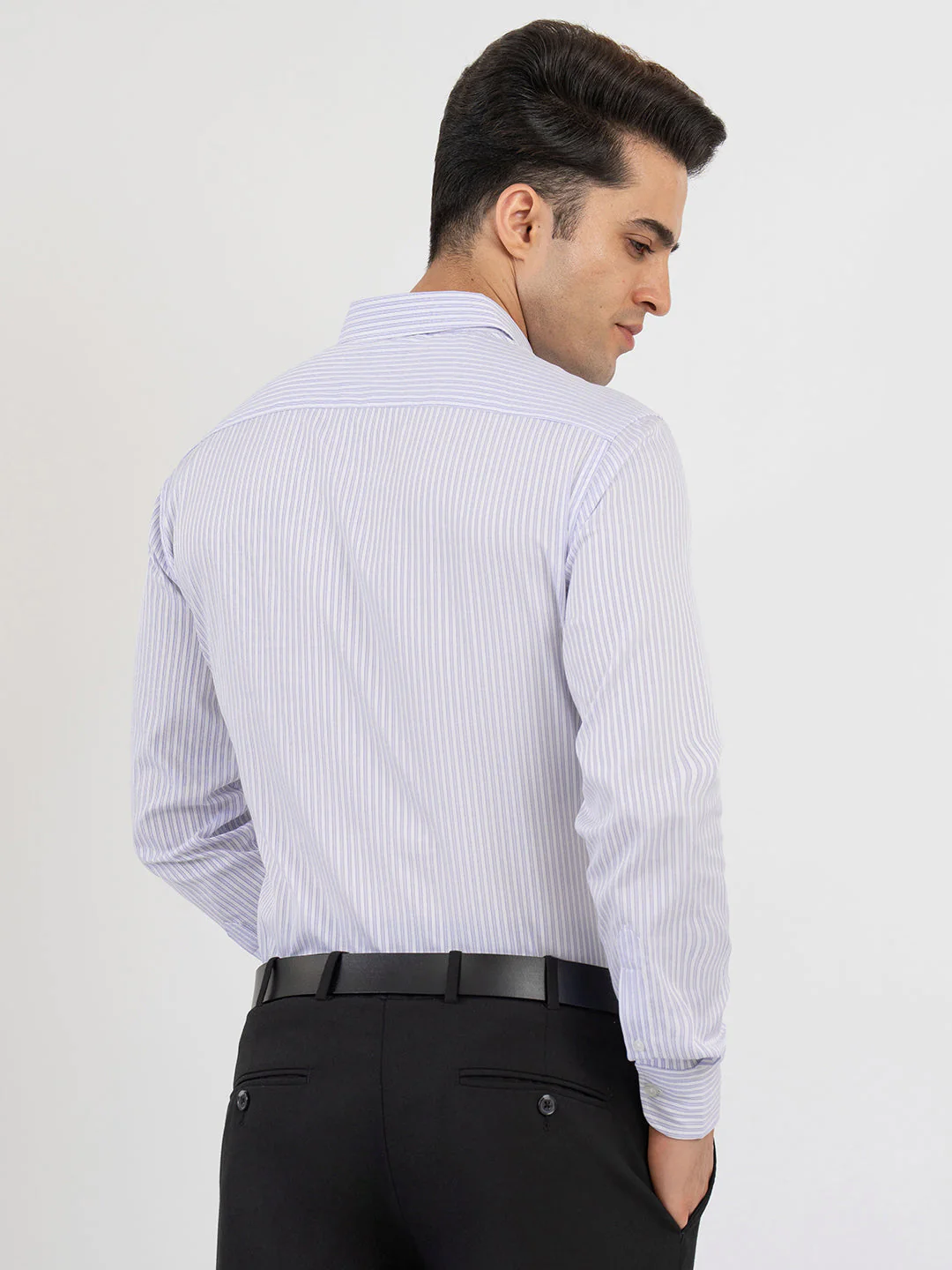 Shirts for Men in Blue | Dobby Stripe Full Sleeve Shirt - Image 3