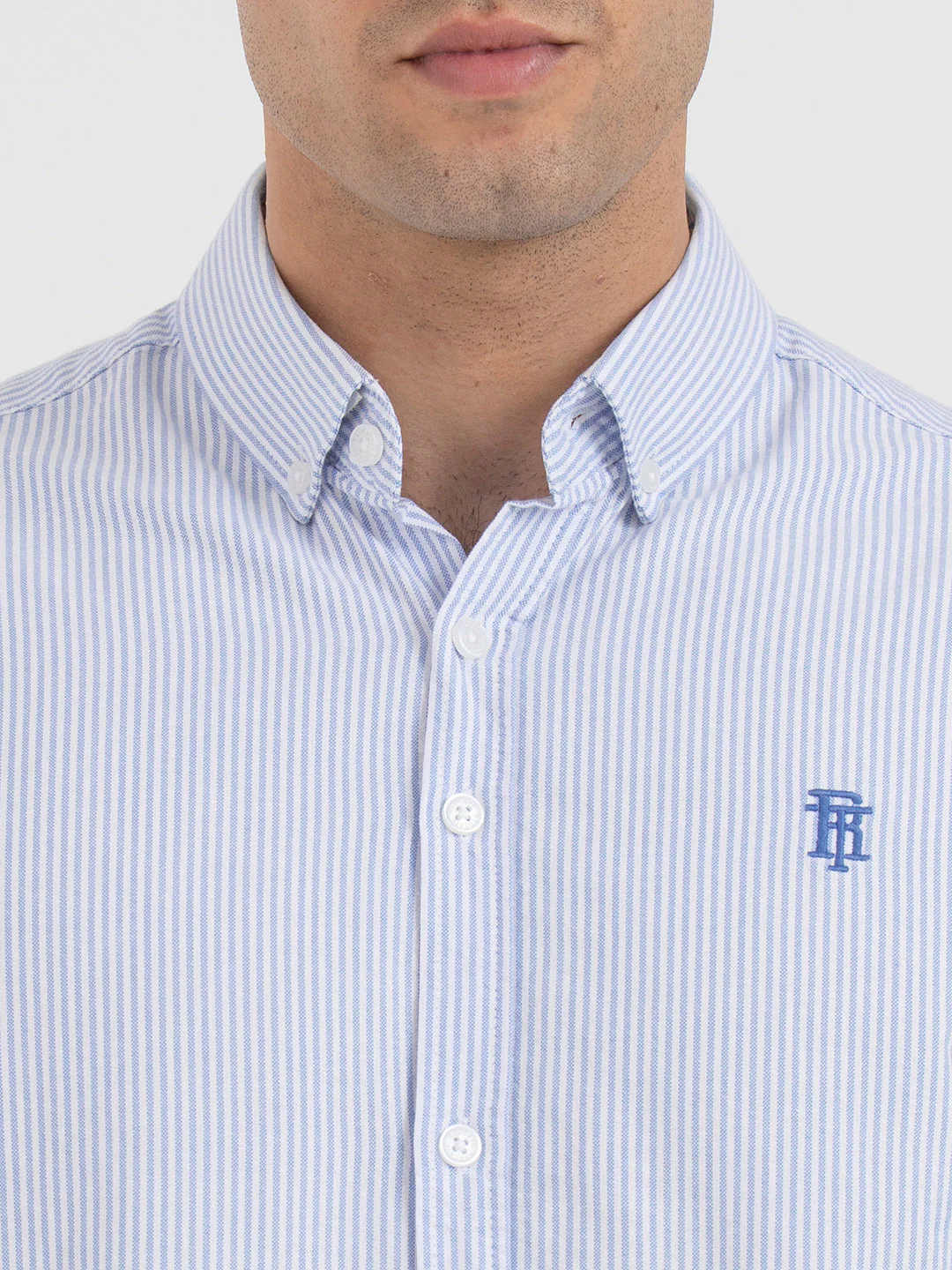 Shirts for Men in Blue | Striped Oxford Full Sleeve Casual Shirt - Image 4