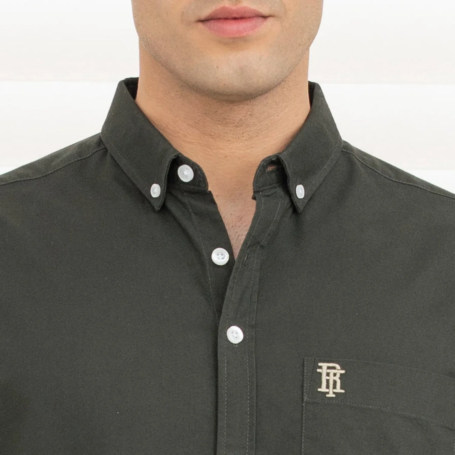 Shirts for Men in Dark Olive | Cotton Oxford Full Sleeve Shirt - Image 4