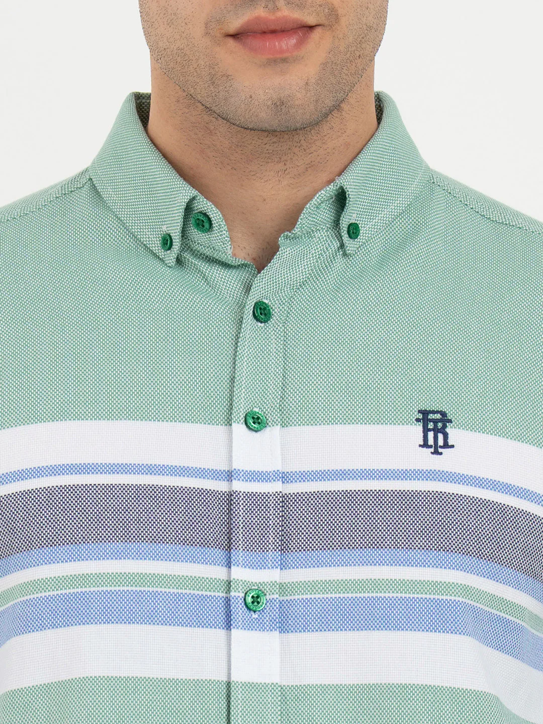 Shirts for Men in Green | Striped Full Sleeve Shirt - Image 4