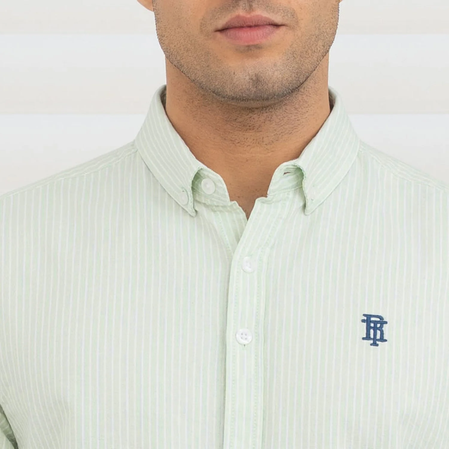 Shirts for Men in Light Green | Stripe Oxford Full Sleeve Shirt - Image 4